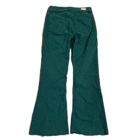 Paige Womens Solid Teal Blue Genevieve High Rise Flare Jeans Denim 27 - Picture 3 of 6